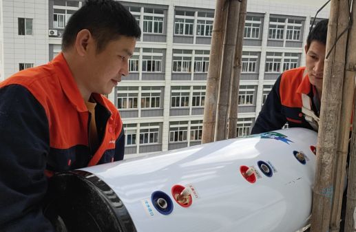莆田姚明织带纺织厂正加紧安装省达空调空气能热水器一体机